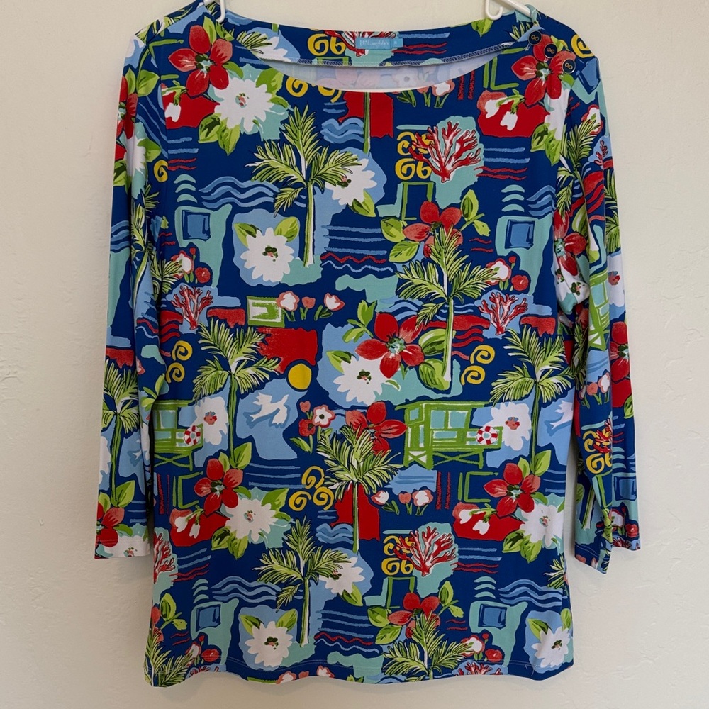 J. McLaughlin Colorful Floral Print Blouse